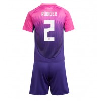 Camisa de Futebol Alemanha Antonio Rudiger #2 Equipamento Secundário Infantil Europeu 2024 Manga Curta (+ Calças curtas)